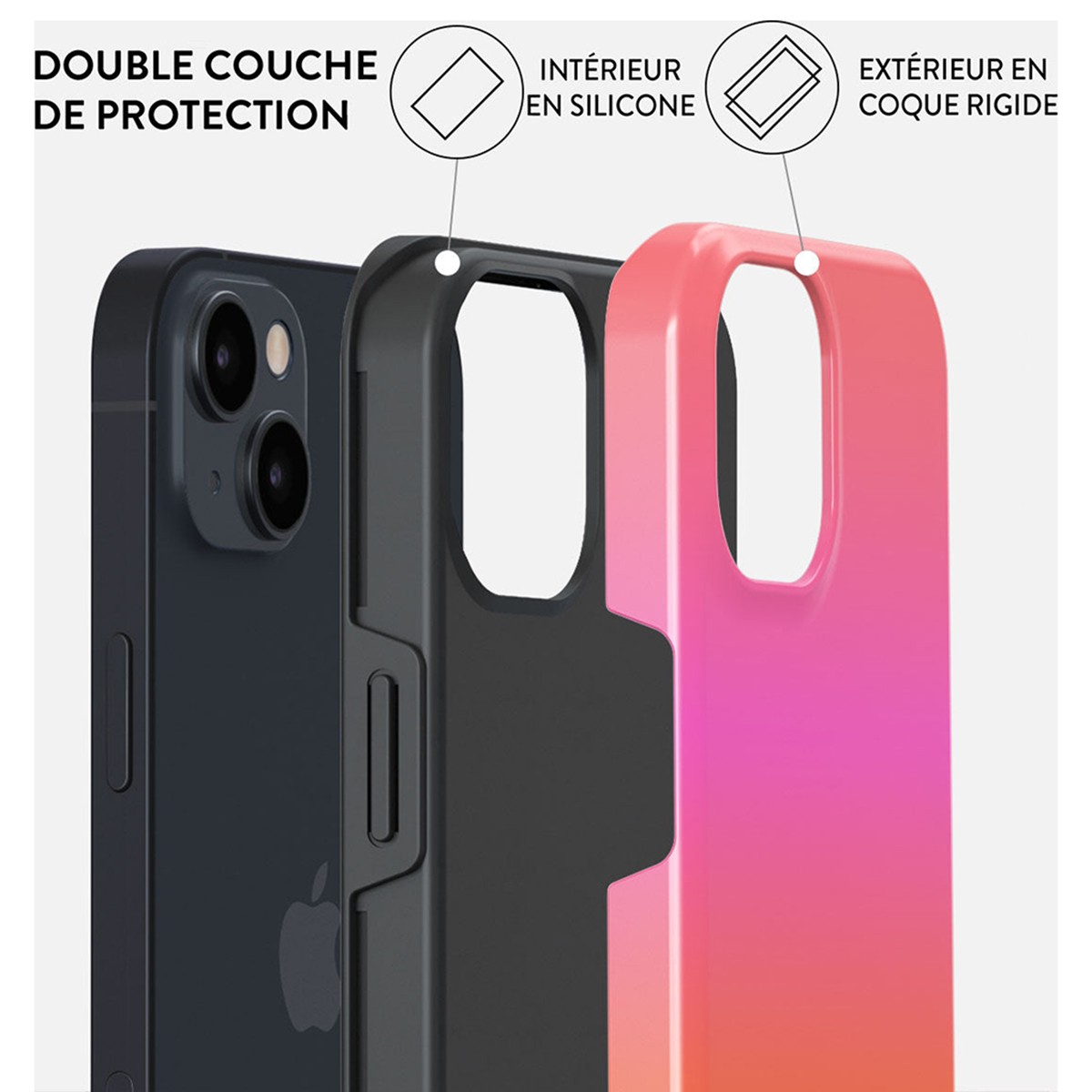 Coque iPhone 15 Plus Burga Sunset Club antichoc double couche