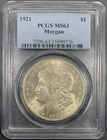 1921 PCGS MS63 Morgan Silver Dollar $1 - Lustrous Old Blue Holder