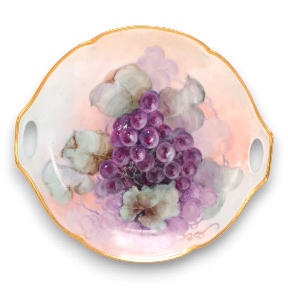 Thomas OE & G 7pc Set Hand Painted Grape Cake & Dessert Plate 1908-1918 - Image 2 of 4