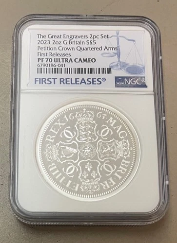 2023 Great Britain UK Great Engravers 2oz set of 2 coins Silver Proof NGC PF70