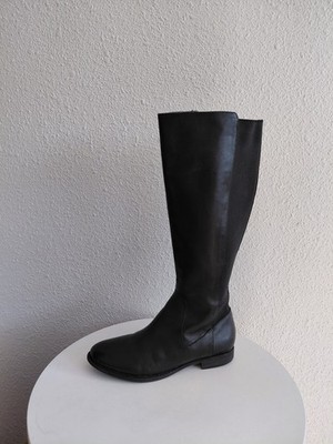 Kenneth Cole Reaction Gore Lee  Riding Boot Black Leather Zipper Women US size 7