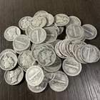 Lot of 10 Circulated Mercury Dimes 1916-1945, $53.70 Melt Value 04/08/26