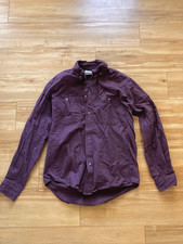 Riggs Wrangler Mens M Maroon Red Pockets Long Sleeve Button Down Shirt Work Wear