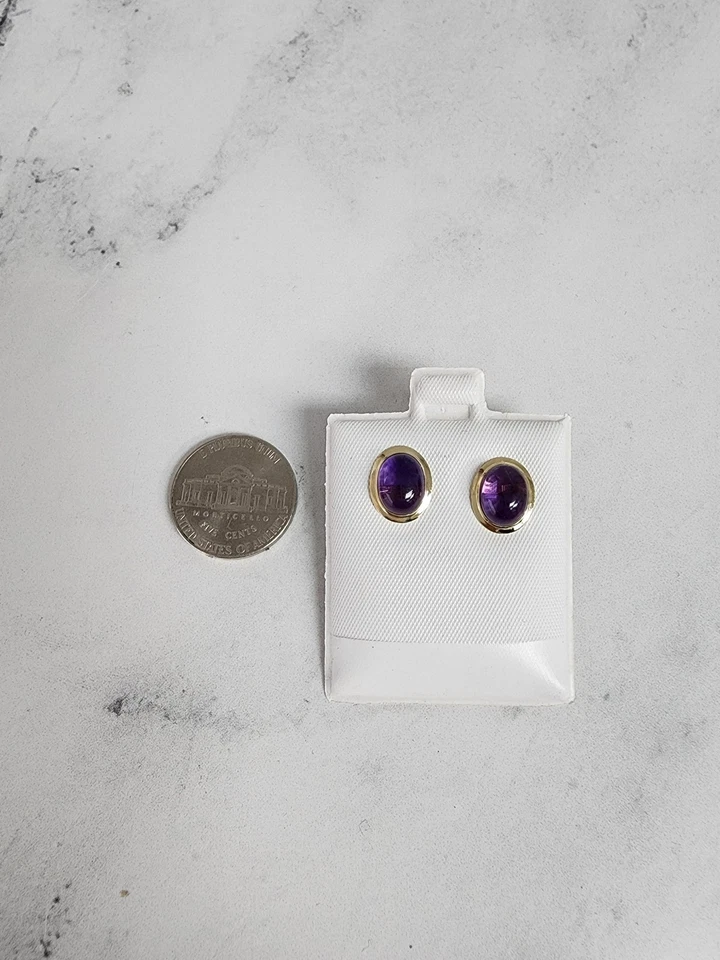 Amethyst Cabochon Studs 14k Yellow Gold - Image 4 of 4