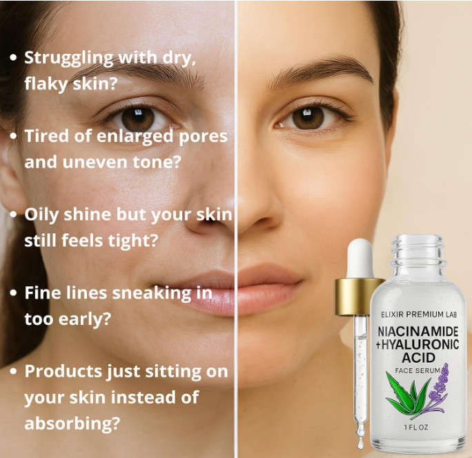 Korean Hyaluronic Acid and Niacinamide Serum for Face Skin Care – Reinforced w