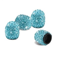 4PCS Valve Stem Caps, Tire Caps, Attractive Dustproof Bling Car Lake Blue