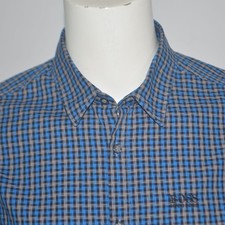 Mint HUGO BOSS C-Buster Regular Fit Blue Check Long Sleeve Casual Shirt Sz XL