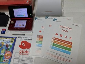 Nintendo 3DS Flame Red Console System Complete in Box w/ Games