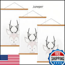 FALAMON 3-Pack Magnetic Poster Hanger Frame, Teak Wood, 24", 24x36 24x18 17x24