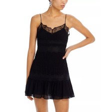 LoveShackFancy Women's Dash Scalloped Lace Mini Dress Black Size 2 NWT