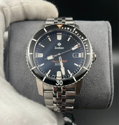 Zodiac Super Seawolf Men's Watch, Stainless Steel, Black, Reference Z09296