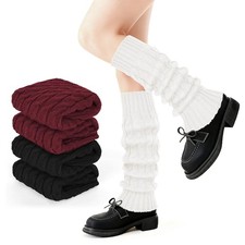 3 Pairs Leg Warmers For Women Winter Fluffy Fleece Lined Thick Warm Socks