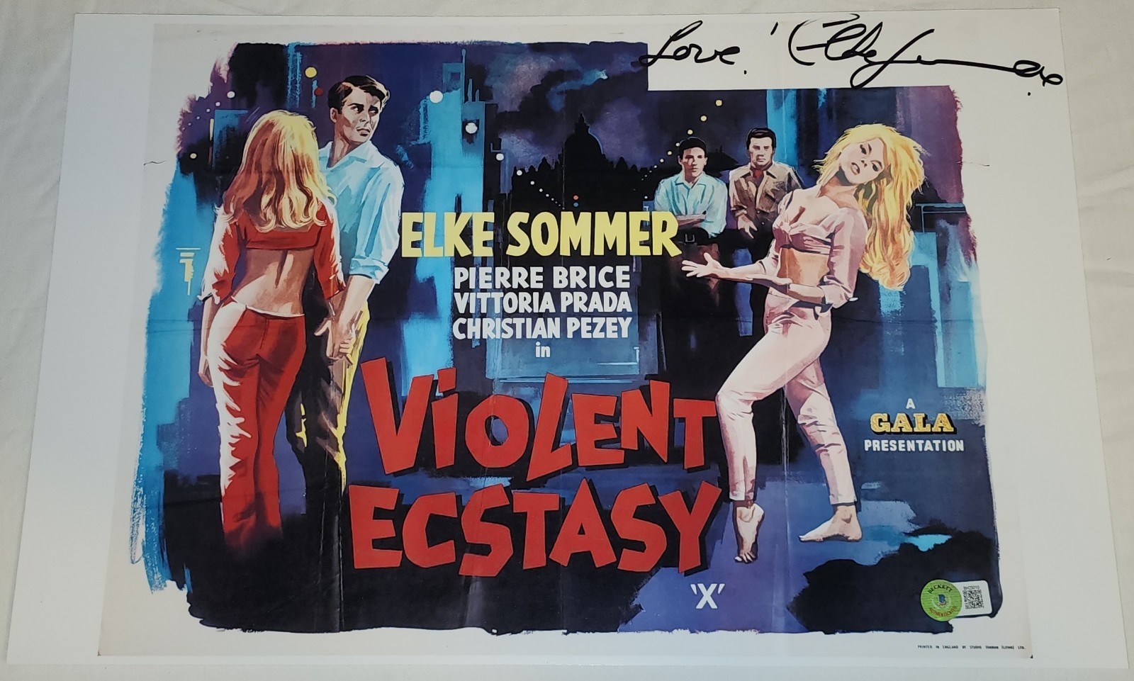ELKE SOMMER SIGNED 11X17 PHOTO SWEET VIOLENCE SWEET ECSTASY VARIATION BAS COA