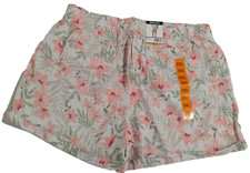 Briggs Womens Linen Blend Cuff Pull On Shorts Size XXL Floral New
