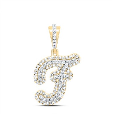10k Gelbgold 1,82gms 0,41ctw natürlicher Diamant Initiale ''F'' Buchstabe Anhänger Charm