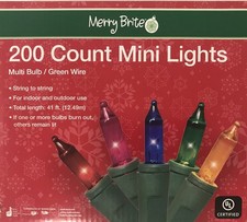 NEW FST SHIPPING 200 Count Mini Lights Multi Color Bulbs Green Wire. 41 Ft 