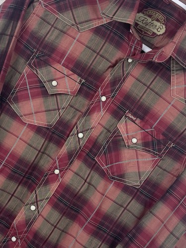 Red Dirt Rafter C Western Plaid Shirt Long Sleeve Pearl Snap Button Men’s Medium