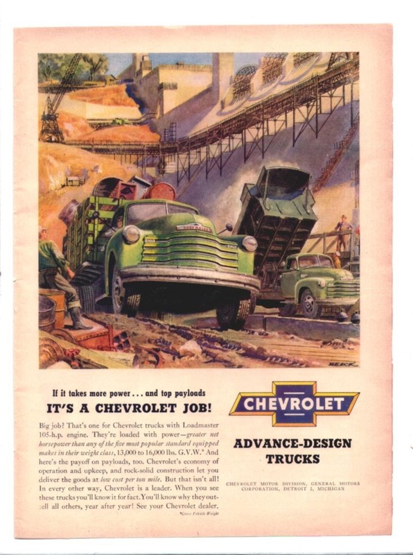 1950's Chevrolet JUNK TRUCK Original Vintage Truck Promo Ad