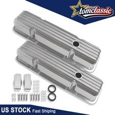 Tall Valve Covers For Chevy Sbc 283-400 1958-1986 Finned Polished Aluminum