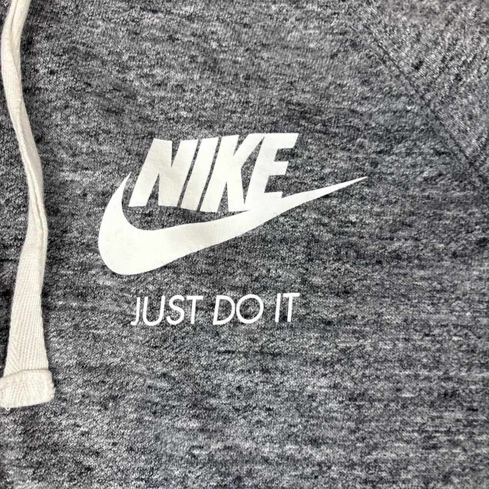 Moletom com capuz Nike vintage feminino tamanho M cinza Just Do It zíper completo 883729-091 - Imagem 2 de 4