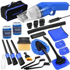 Viewsun 18PCS Car Cleaning Kit, Car Interior Detailing Kit with Blue High Power
