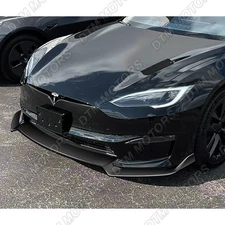 For 21-25 Tesla Model S Painted Black Front Lower Bumper Lip Body Kit Spoiler