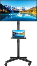 Rolling TV Stand Mobile TV Cart for 23-65" Screen Tilt Height Adjustable w/ Tray