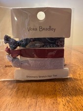 Vera Bradley Shimmering Stretch Hair Ties Set in Batik Leaves NIP