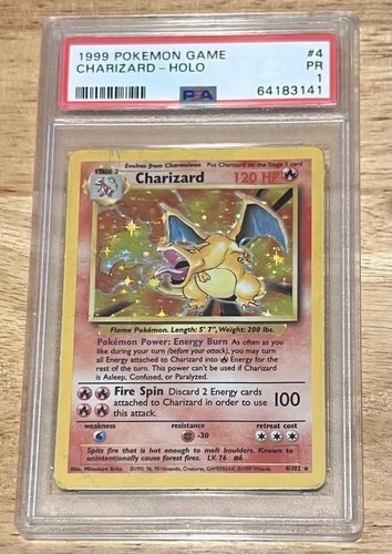 1999 Pokemon Game Charizard Holo #4 PSA 1