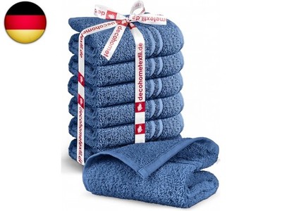 DecoHomeTextil Handtuch-Set 6 Gästetücher 30 x 50 cm in Blau aus 100% B