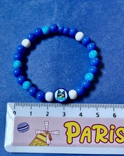 Handcrafted, Bluey Inspired Bracelet, Blue And White Beads, Kids Size