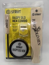 Strut Raspy Old Hen Combo Box Call Glass Pan Call &Double Reed Diaphragm Hunting