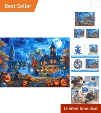 Halloween House Jigsaw Puzzle – 1000 Pieces for Adults with Bonus Poster