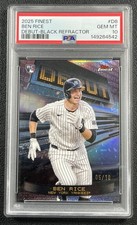 BEN RICE PSA 10 2025 TOPPS FINEST #D-8 ROOKIE DEBUT BLACK REFRACTOR RC 05/10