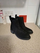 Ladies Chunky Boots Size 6 Black Suede George