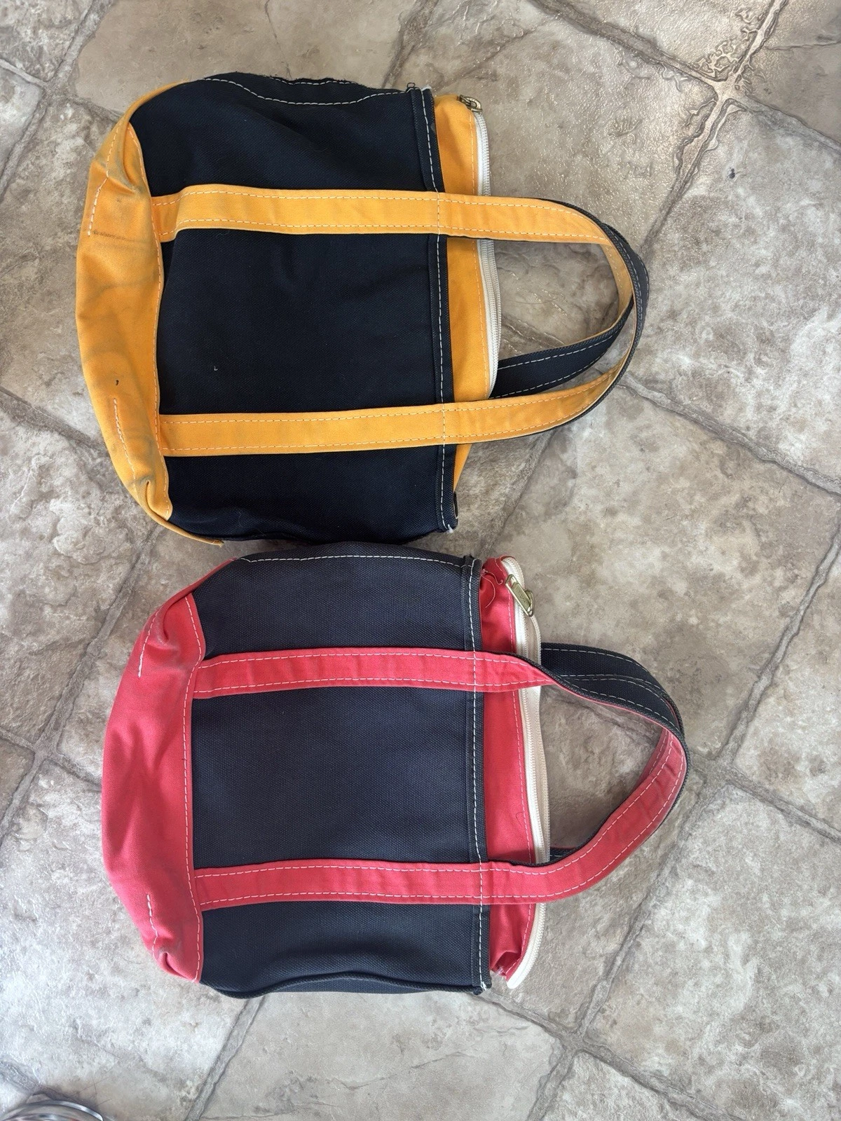 LL BEAN BOAT AND TOTE 2 mini borsa vintage LL Bean barca e tote blu e verde micro tela USA anni 80 90