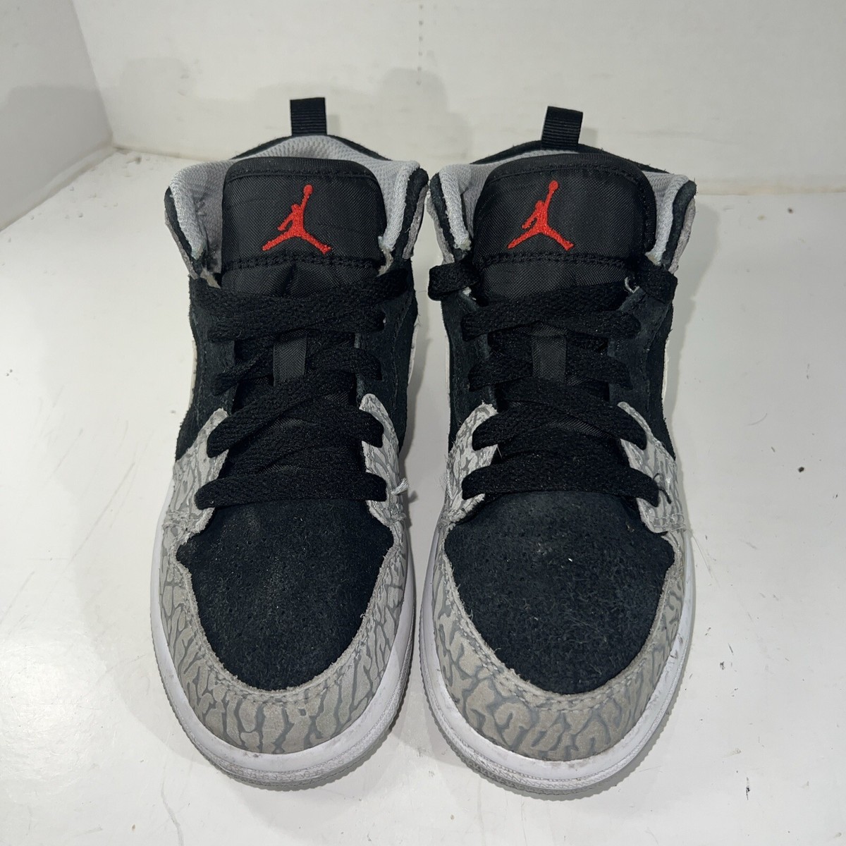 ★ナイキ★AIR JORDAN 1 MID SE ELEPHANT BLACK Nike Air Jordan 1 Mid SE Black Gray Elephant Print Sz 12C | eBay