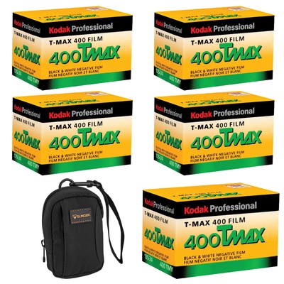 Kodak T-Max 400 TMY 35mm BW Negative Film, 24 Exposure, 5-Pack with Camera Bag