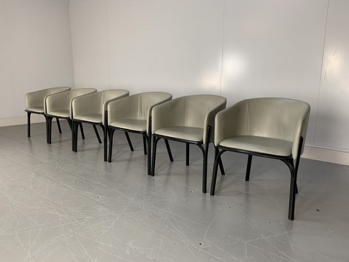 RRP £8400 - Superb Suite of 6 Ton "Split" Armchairs in Leather & Dark Wenge