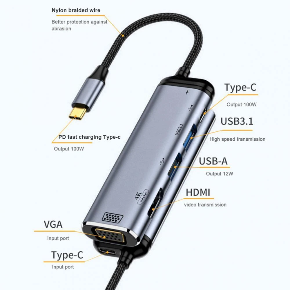 USB Type C Docking station Laptop Tablet USB HUB Video Converter Adapter