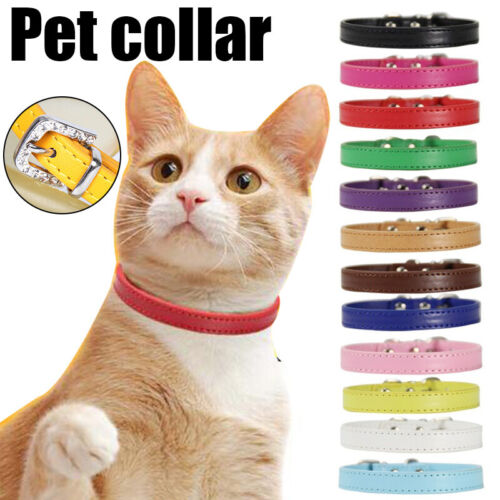 PU Leather Pet Neck Ring Safety Buckle Neck Strap Cat Collar  Supply Adjustable/ - Afbeelding 1 van 26