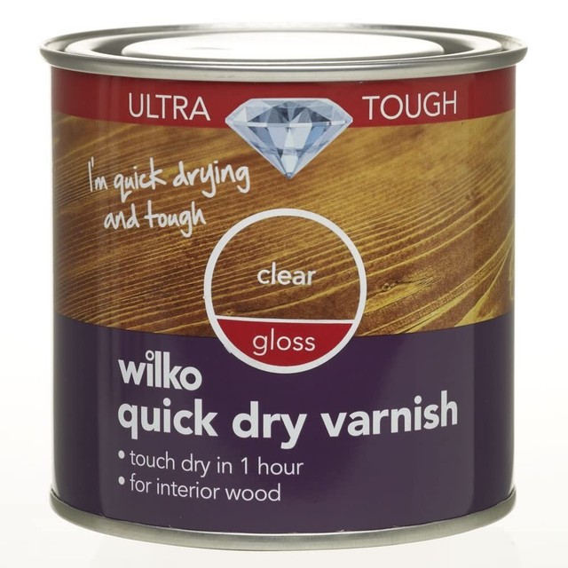 wilko Clear Ultra Tough Quick Dry Gloss Varnish for Interior Wood 250ml