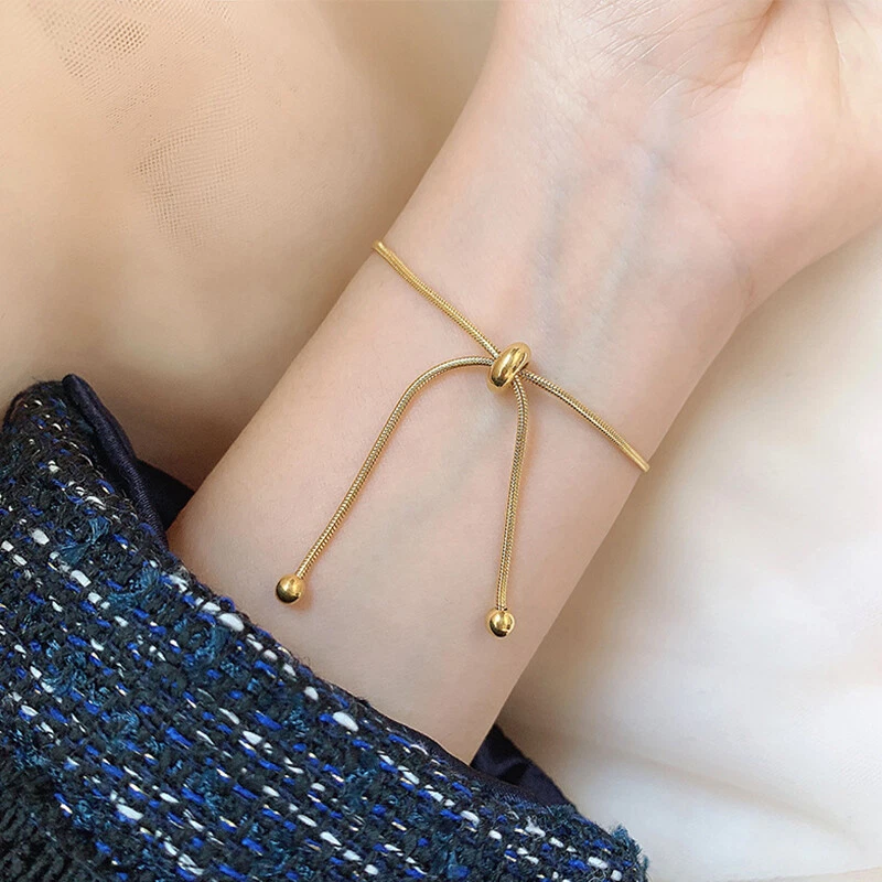 Simple Design Titanium Steel Pull out Adjust Bracelets Gold Snake