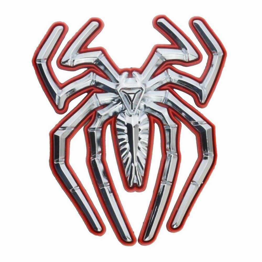 2Pcs Metal Spider Emblems – Black Widow Edition Car Badge 3D Chrome/Red Decal