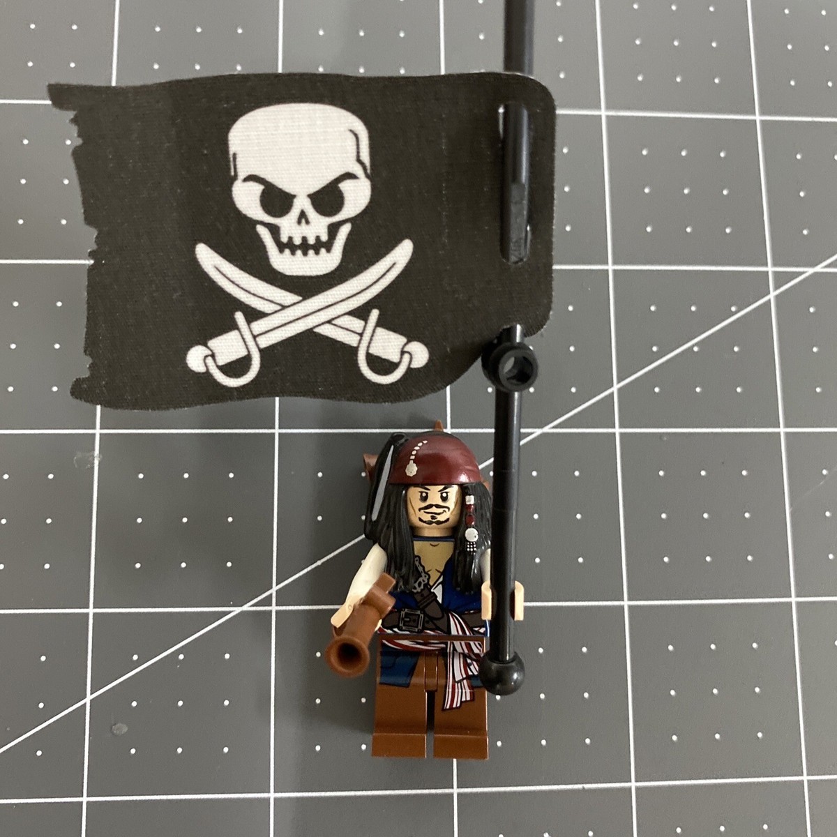 Handcrafted Flag For LEGO Black pearl 2X (4184), Skull And Crossed