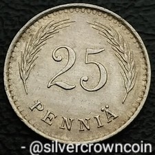 Finland 🇫🇮 25 Pennia 1937 S. KM#25. 25 Cents coin. Rampant Lion. 25C.