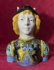 Maiolica Cantagalli Busto Medievale Firenze Toscana Italia Dell' 800 XIX Secolo