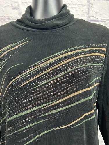 Picadilly Fashions Long Sleeve High Neck Black Pullover Women's Top Size M/M - Picture 2 of 7