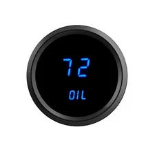 Universal 2 1/16" Digital Oil Pressure Gauge Blue LEDs Black Bezel USA Made