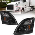 For 2004-2017 Volvo VNL VNX Black LED Headlight Assembly Pair Left&Right Side